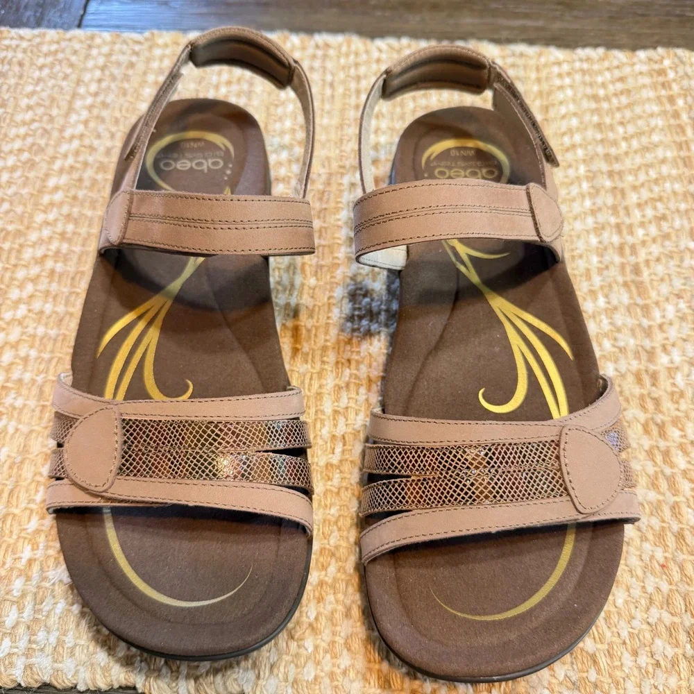 ABEO Brynn Tan Bronze Leather B.I.O. System Strappy Sandals Womens 10N NWOT